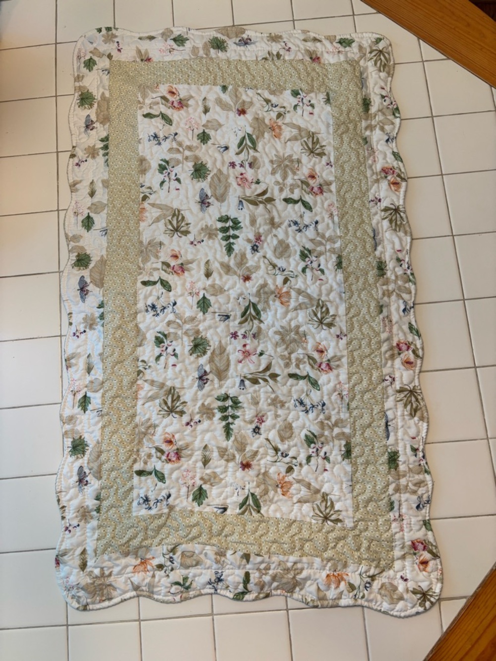 Two Floral Quilted Throw queen twin king pillow sham blanket cover party holiday